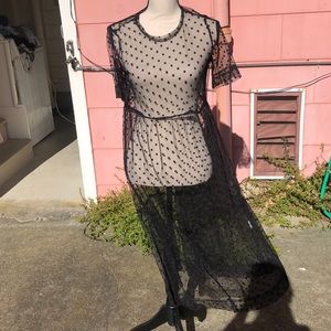 Shein mesh dot coverup midi dress short slee SOLD